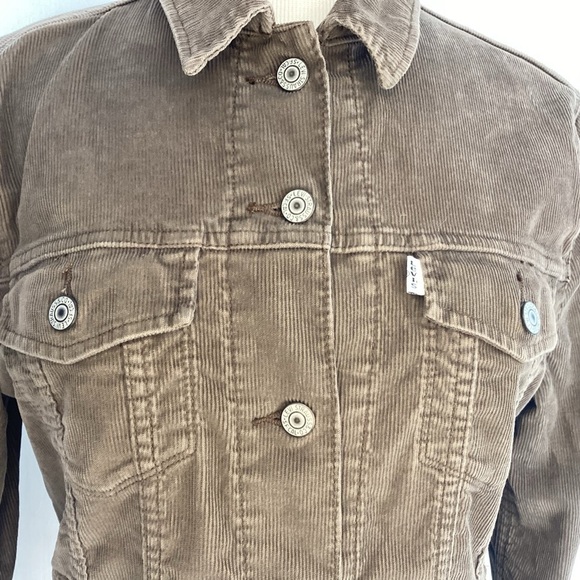 Levi's DarkTan, Light Brown Corduroy Trucker Style Jean Jacket women’s Large GUC - Picture 2 of 14